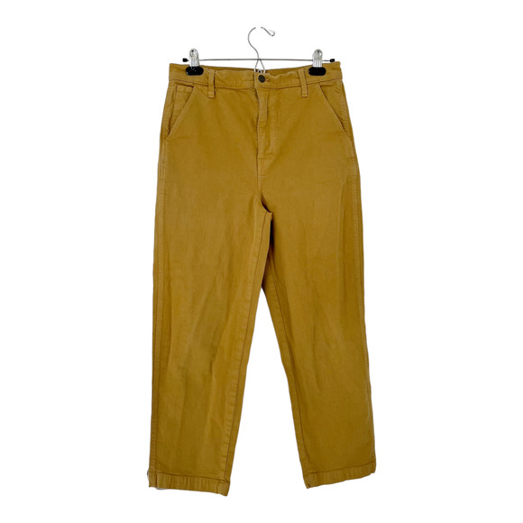 Madewell Classic Straight Leg Crop Pants 28 Mustard Yellow Retro High Rise - Picture 1 of 6